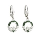 Solvar Sterling Silver & Connemara Marble Claddagh Drop Earrings
