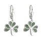 Sterling Silver & Connemara Marble Shamrock Drop Earrings