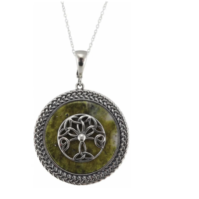 Sterling Silver & Connemara Marble Tree of Life Pendant