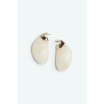 Spike Stone Collection - Mosaic Round Disc Earrings (White Marble)