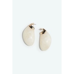 Spike Stone Collection - Mosaic Round Disc Earrings (White Marble)