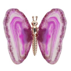  Agate Butterfly Ornament, Pink, Blue, Black, Handmade, Brazil, Agate Slice